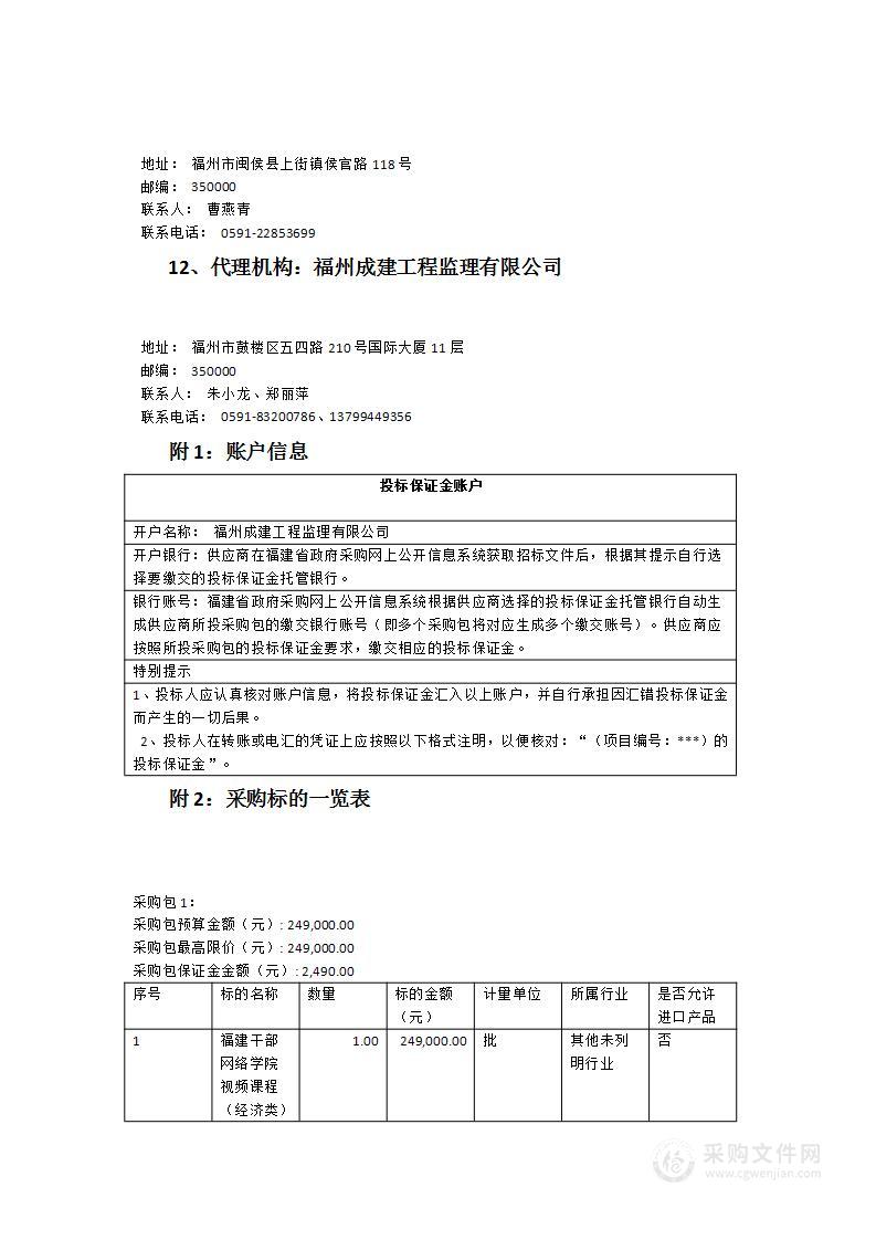 福建干部网络学院视频课程（经济类）