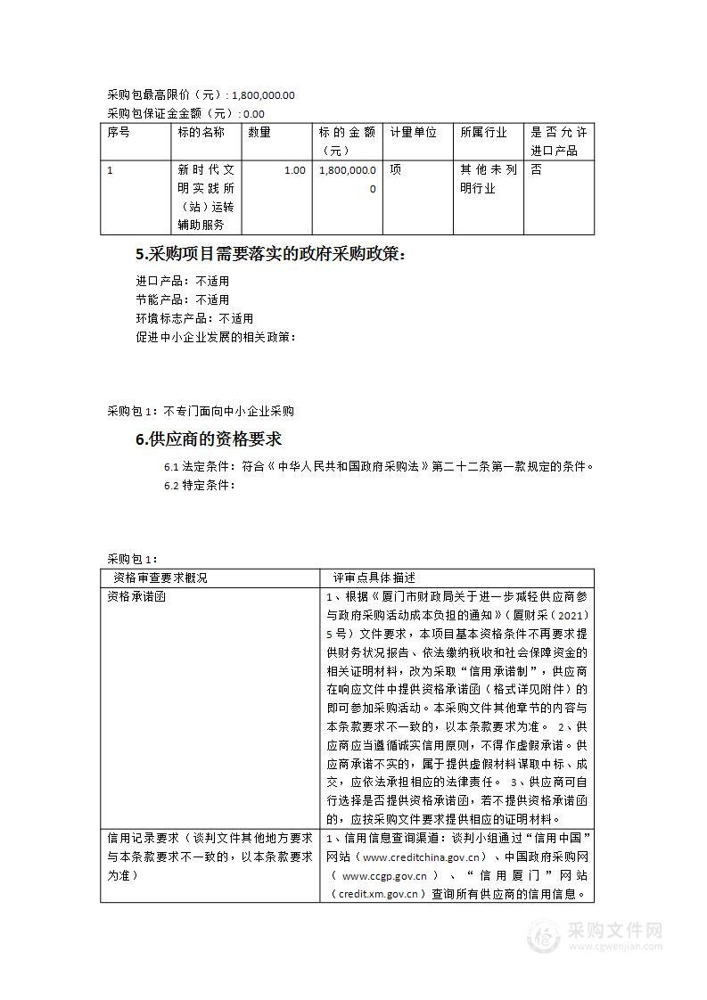 新时代文明实践所（站）运转辅助服务