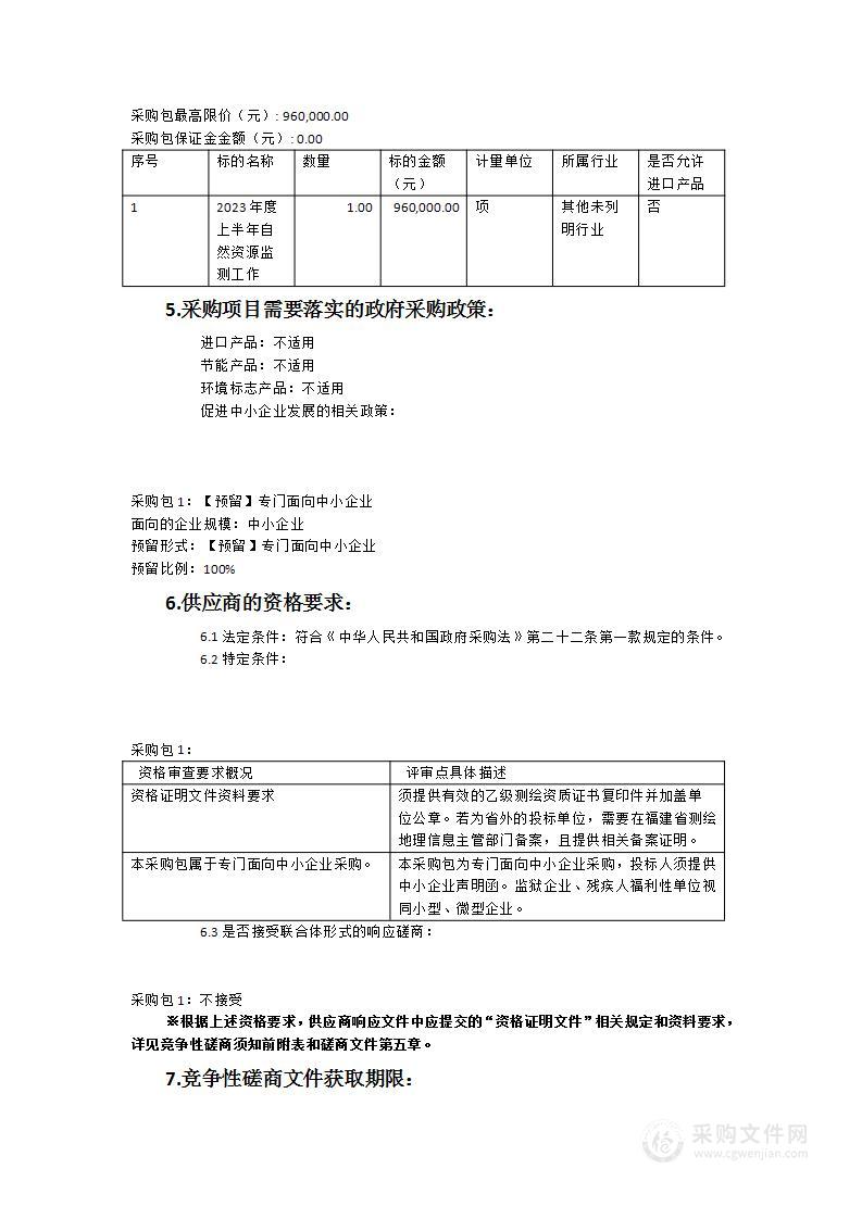 2023年度上半年自然资源监测工作