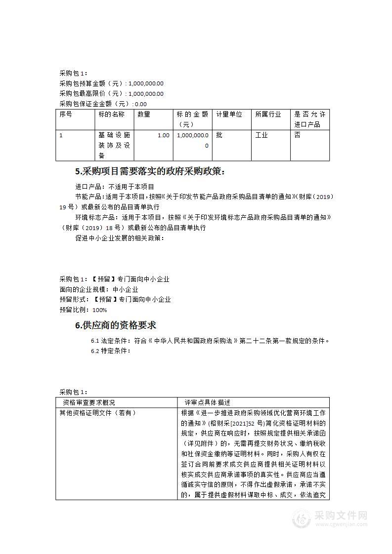 2023台江区屋亭提升、宣教场所、主题公园以及公共机构、场所示范样板等基础设施装饰及设备采购