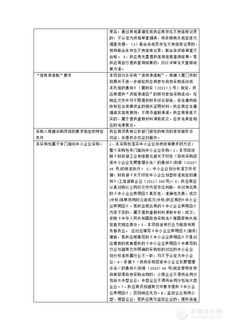 厦门市音乐学校学校安保服务