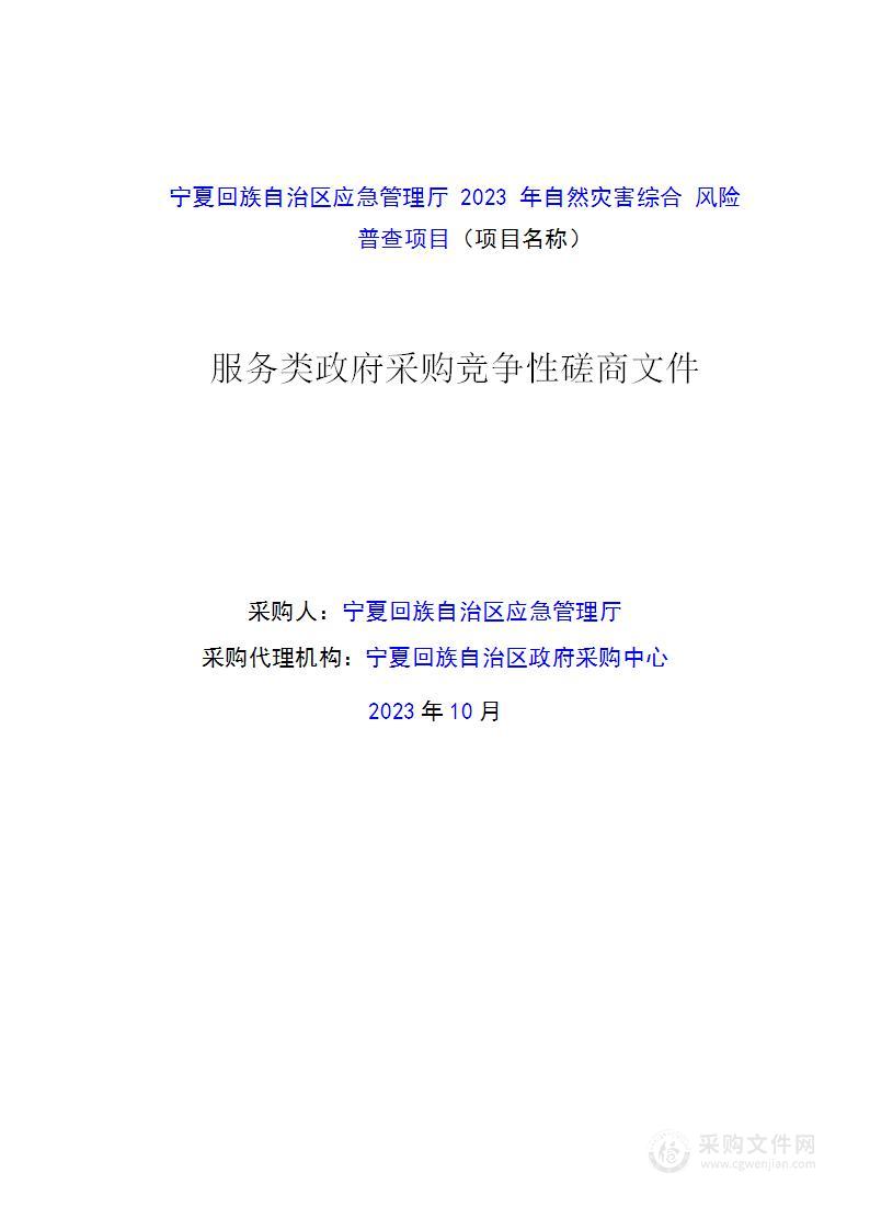 宁夏回族自治区应急管理厅2023年自然灾害综合 风险普查项目（三标段）