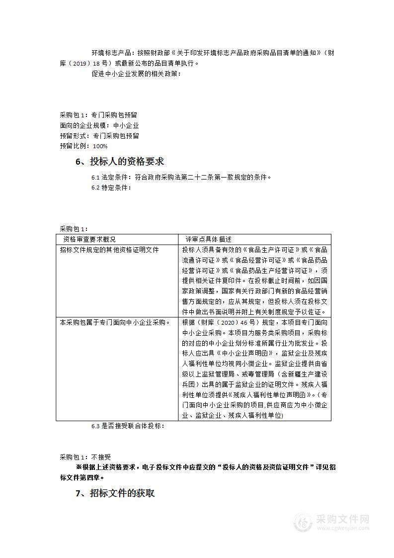 福建省未成年犯管教所监内食堂副食品配送服务采购项目