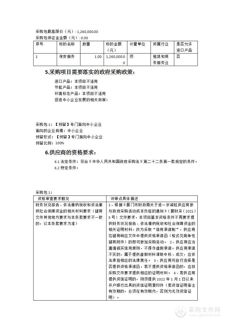 厦门五缘实验学校五缘旧校区、扩建校区保安服务