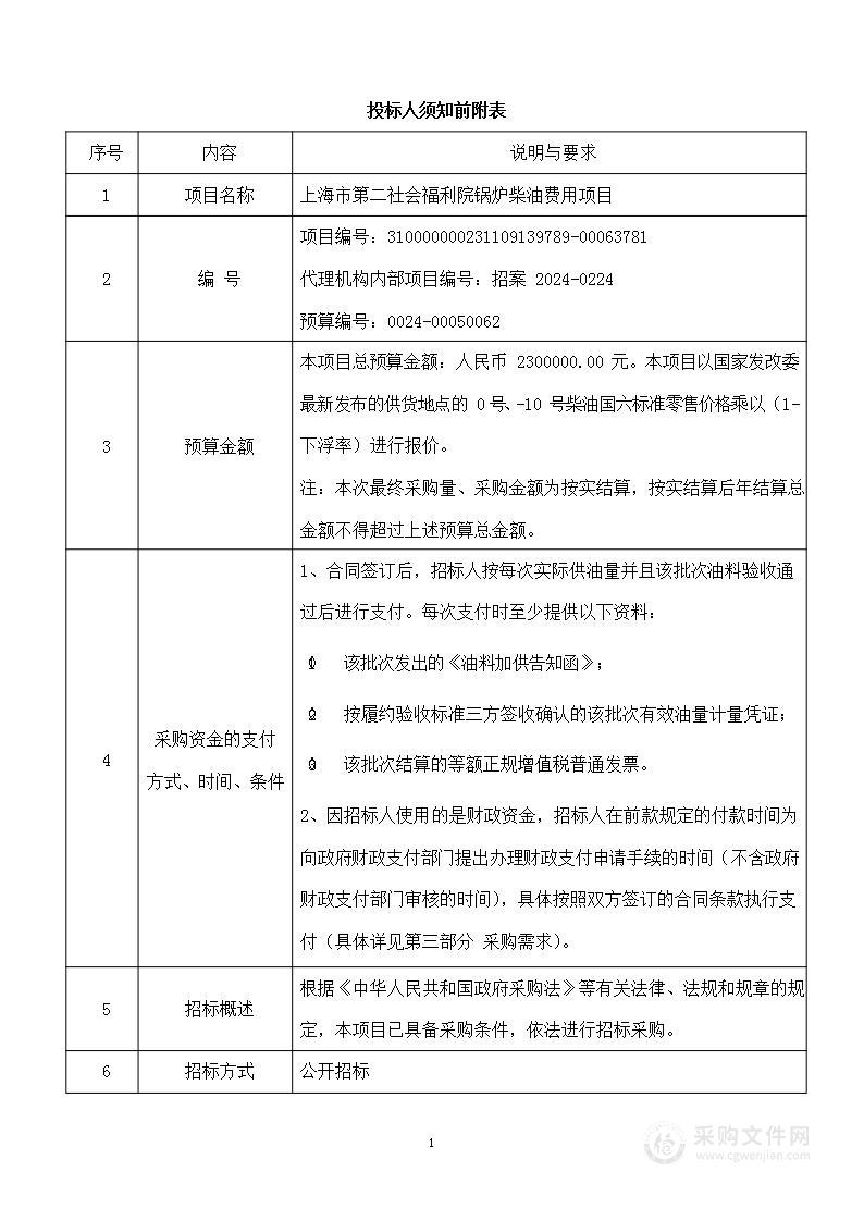 上海市第二社会福利院锅炉柴油费用项目