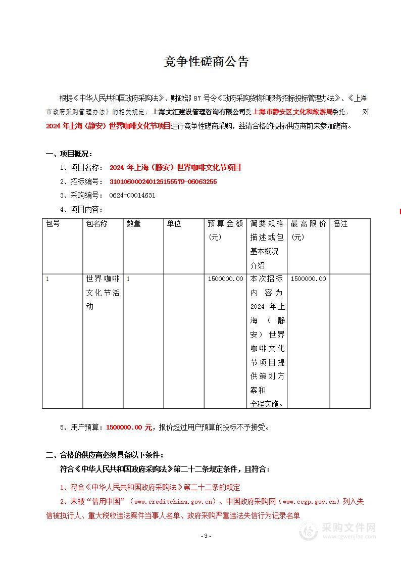 2024年上海（静安）世界咖啡文化节项目