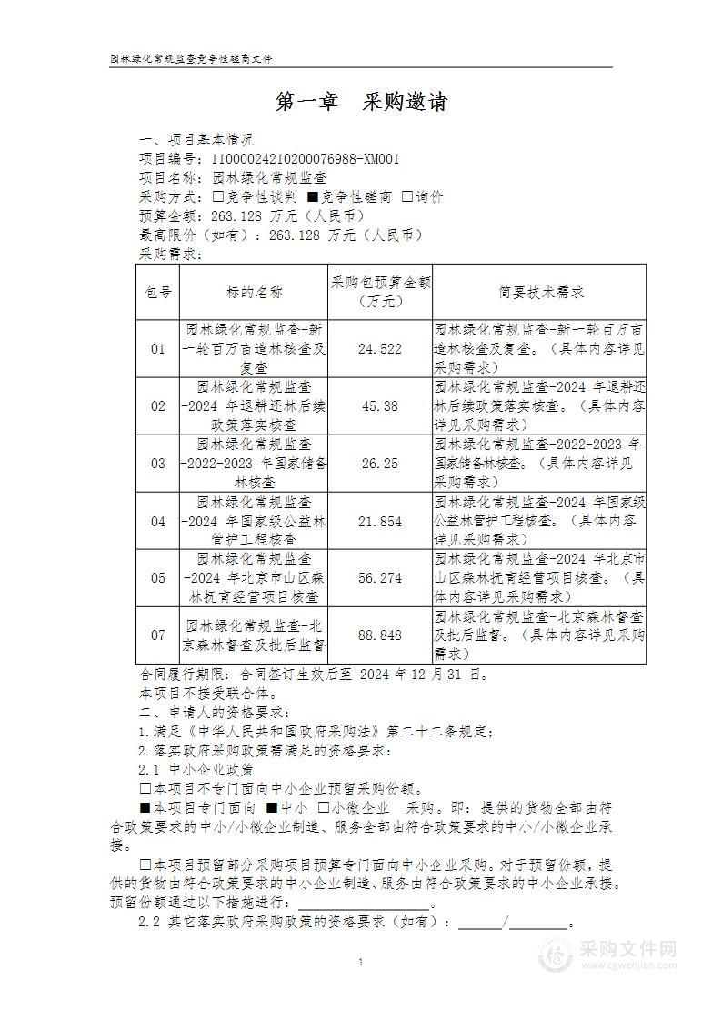 园林绿化常规监查（第一包）