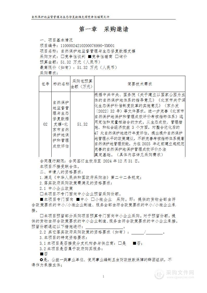 自然保护地监督管理与生态修复数据支撑（第二包）