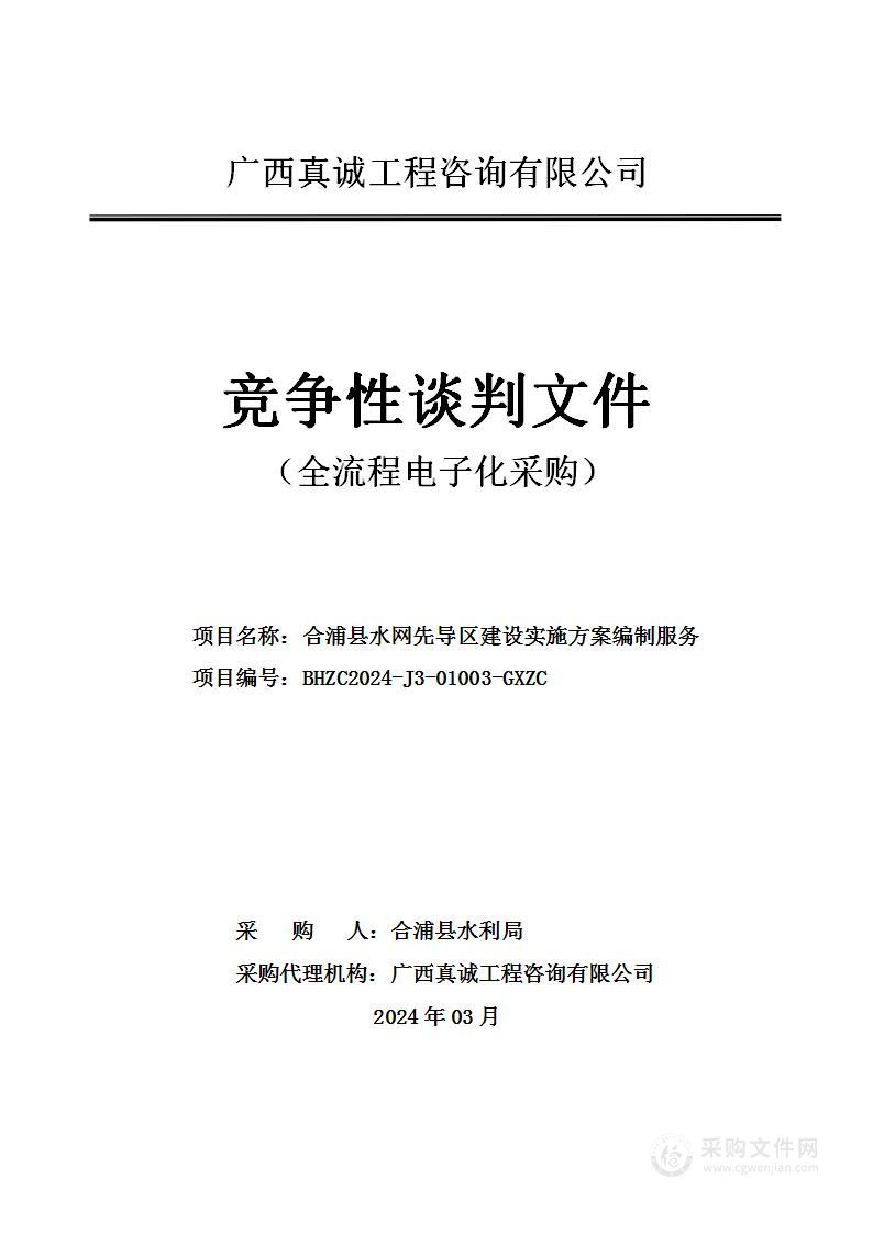 合浦县水网先导区建设实施方案编制服务