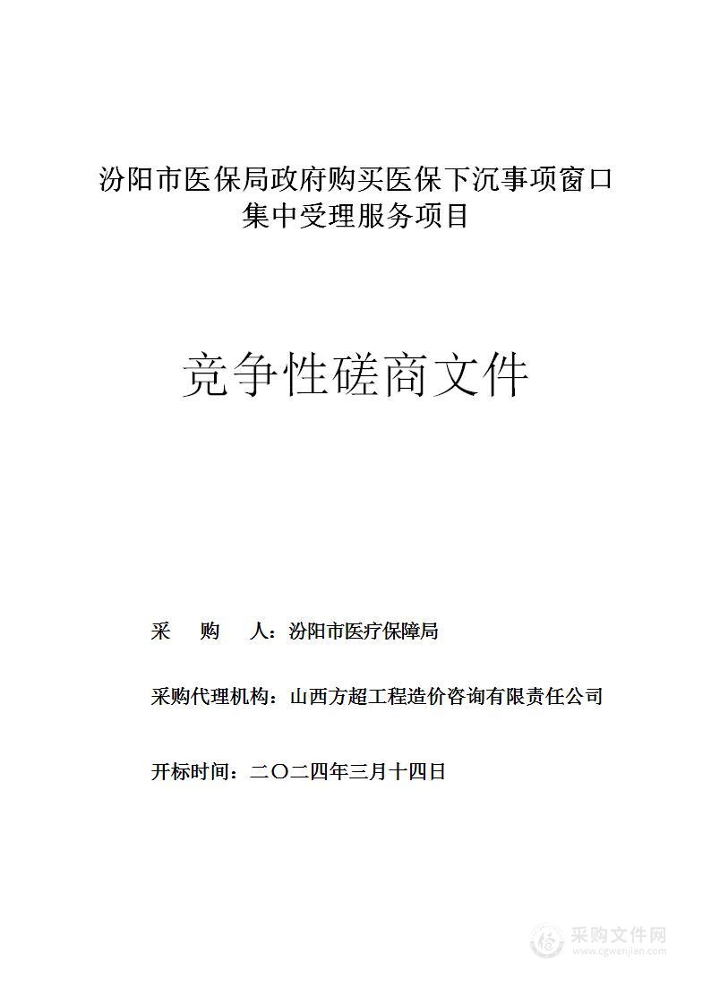 汾阳市医保局政府购买医保下沉事项窗口集中受理服务项目