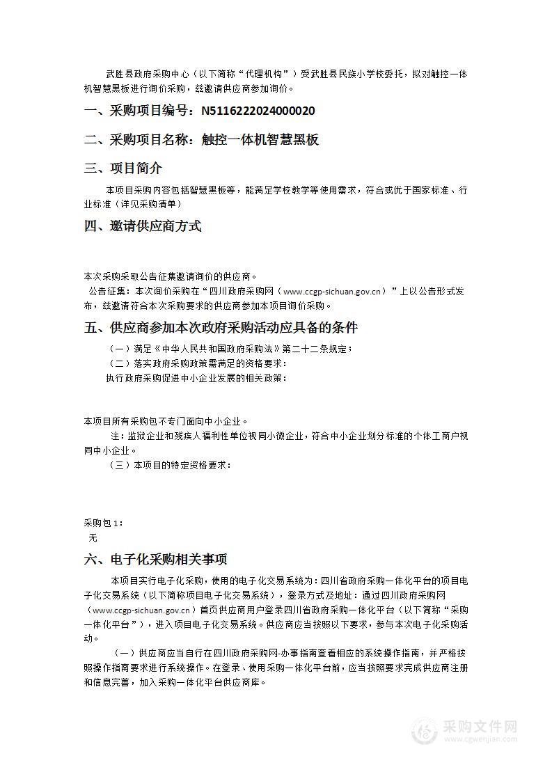 武胜县民族小学校触控一体机智慧黑板