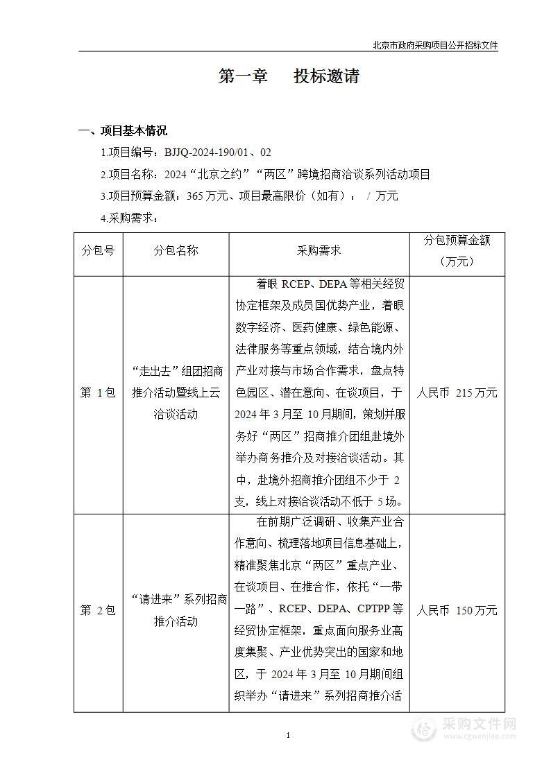 2024“北京之约”“两区”跨境招商洽谈系列活动项目