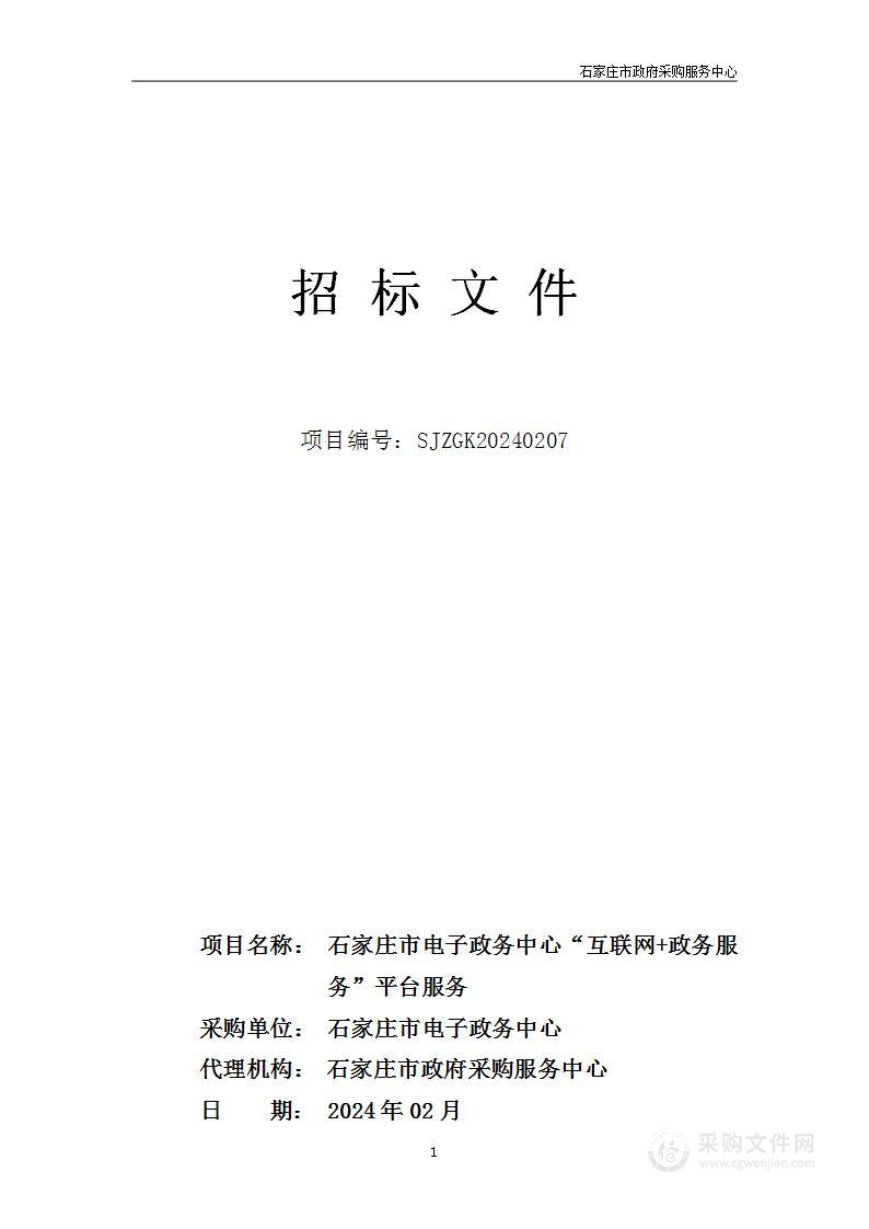 石家庄市电子政务中心“互联网+政务服务”平台服务