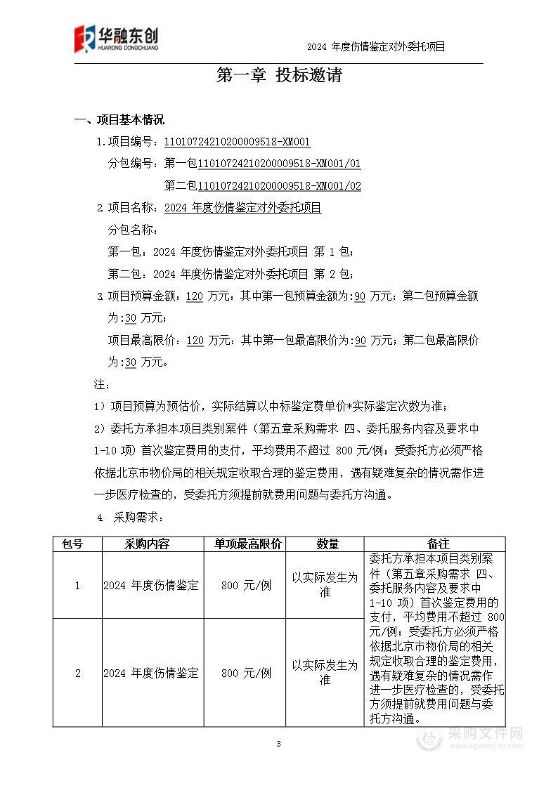 2024年度伤情鉴定对外委托项目