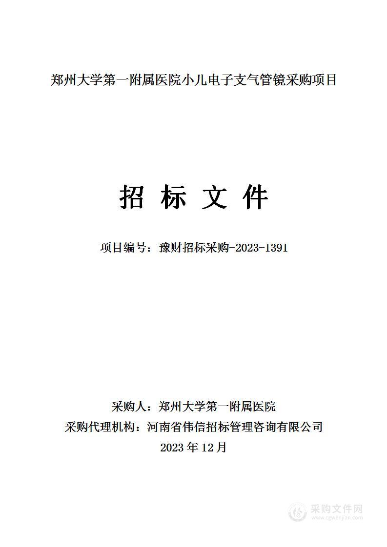 郑州大学第一附属医院小儿电子支气管镜采购项目