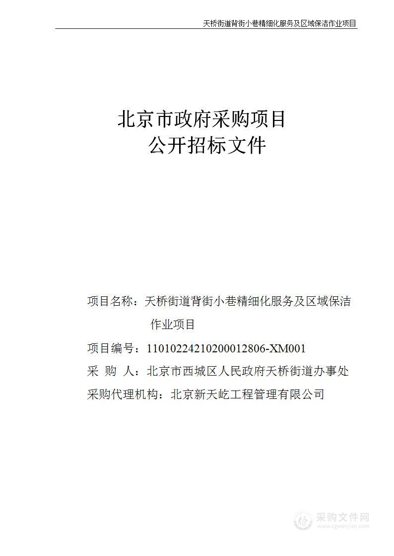 天桥街道背街小巷精细化服务及区域保洁作业项目