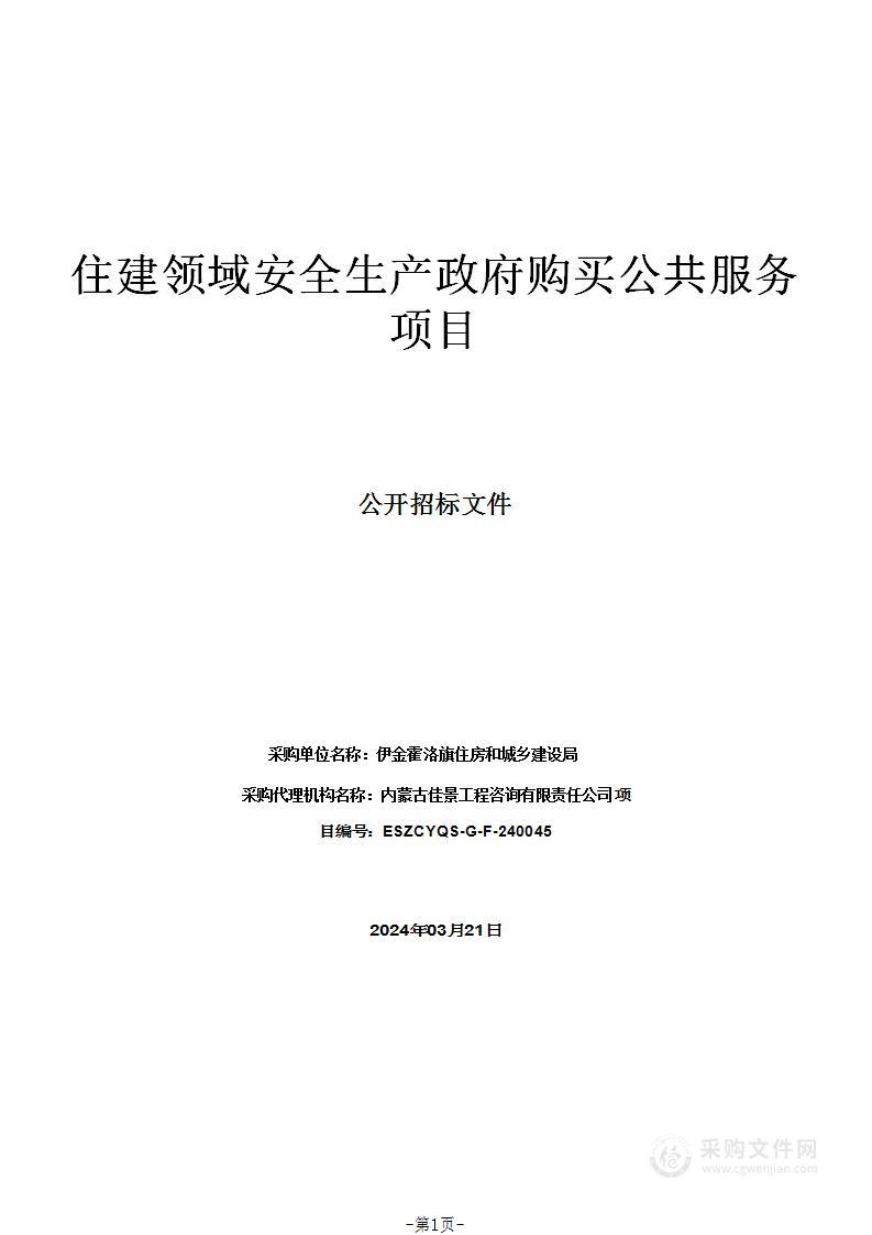 住建领域安全生产政府购买公共服务项目