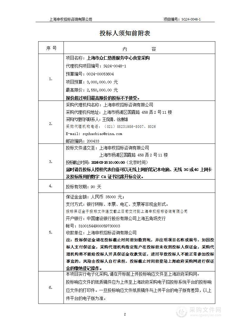 上海市众仁慈善服务中心食堂采购