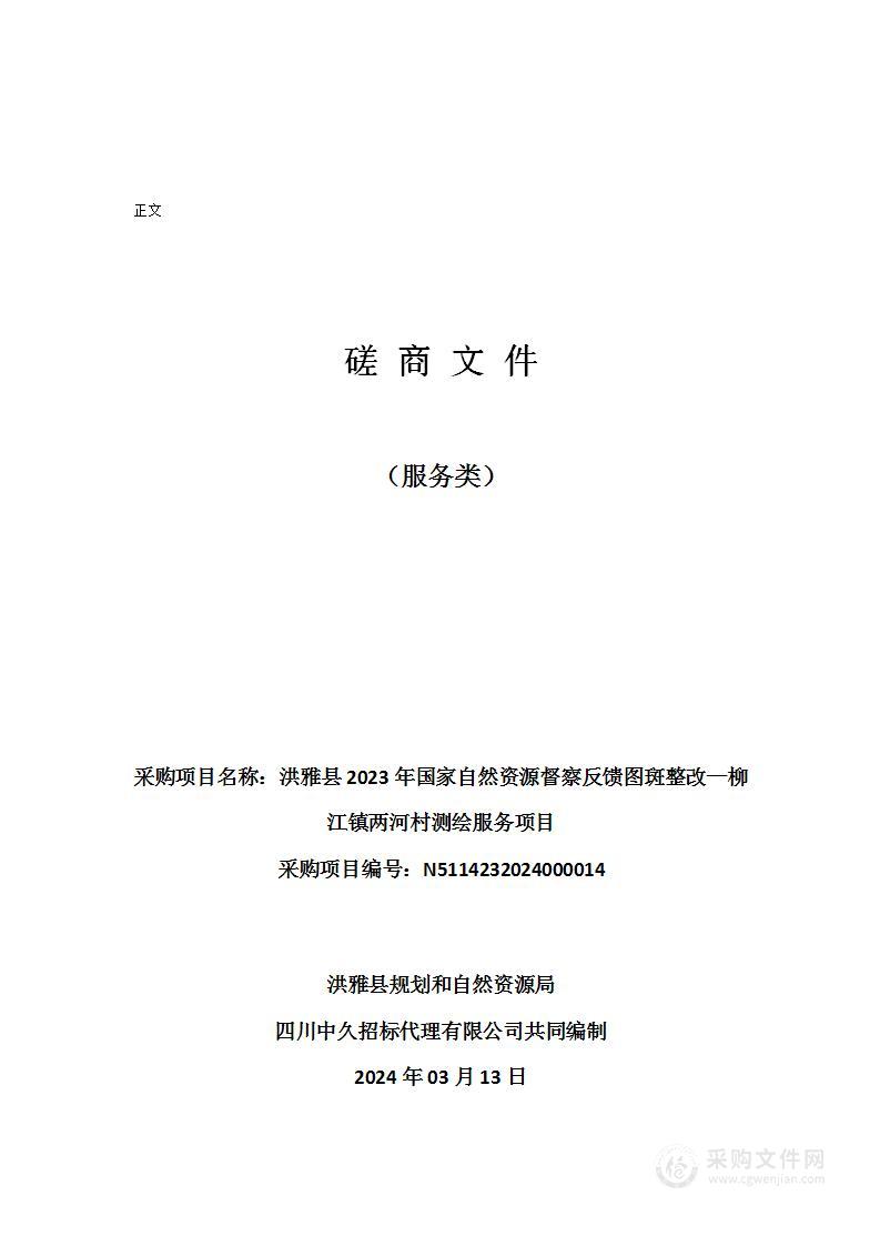 洪雅县2023年国家自然资源督察反馈图斑整改—柳江镇两河村测绘服务项目