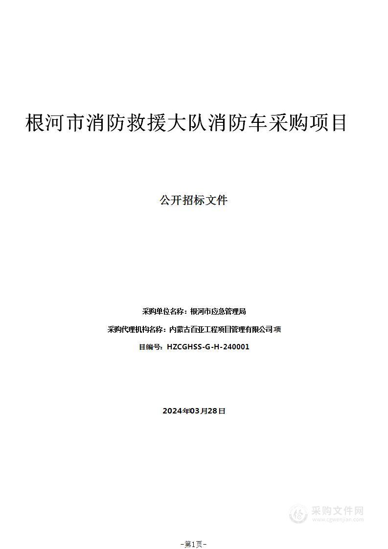 根河市消防救援大队消防车采购项目