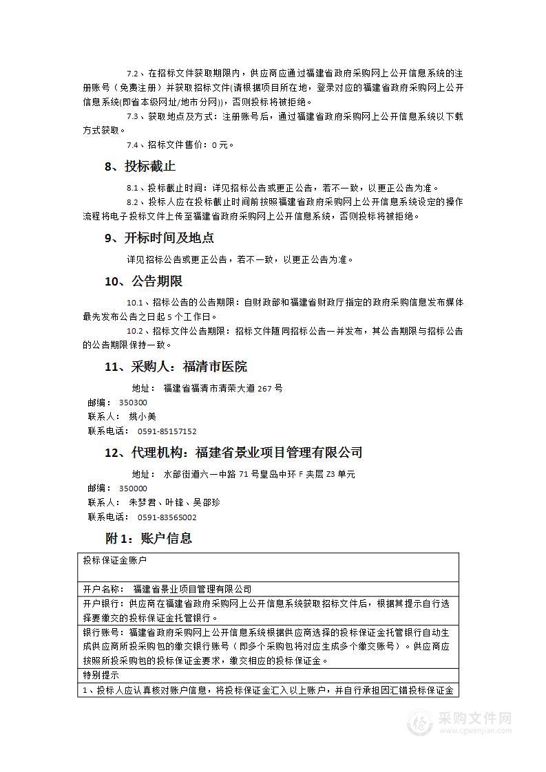 福建省福清市医院2024年日用品采购