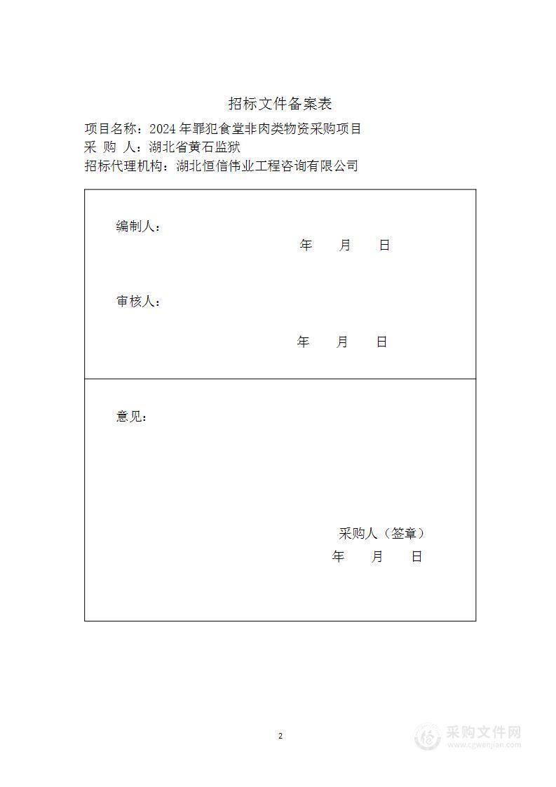 2024年罪犯食堂非肉类物资采购项目