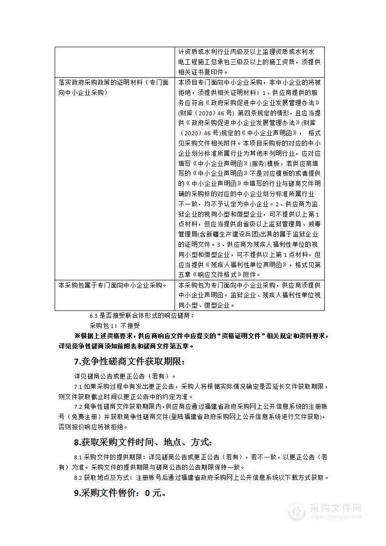 平潭综合实验区2024年小型水库社会化管养项目