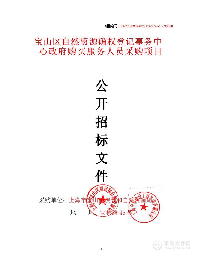 宝山区自然资源确权登记事务中心政府购买服务人员采购项目