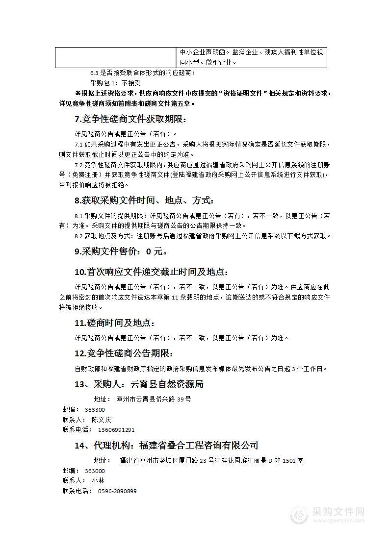 云霄县2024年度自然资源调查监测工作采购项目