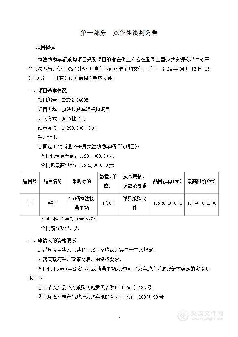 执法执勤车辆采购项目