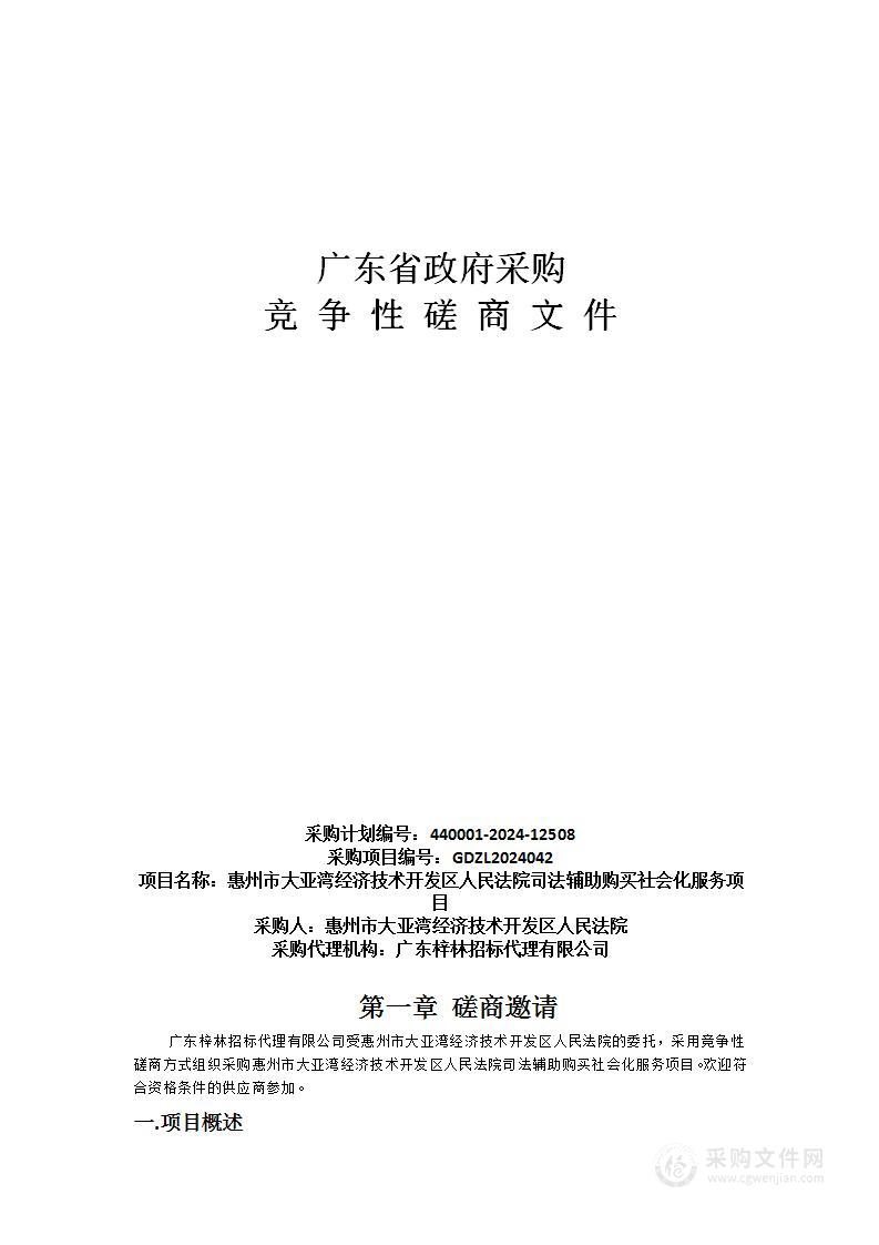 惠州市大亚湾经济技术开发区人民法院司法辅助购买社会化服务项目