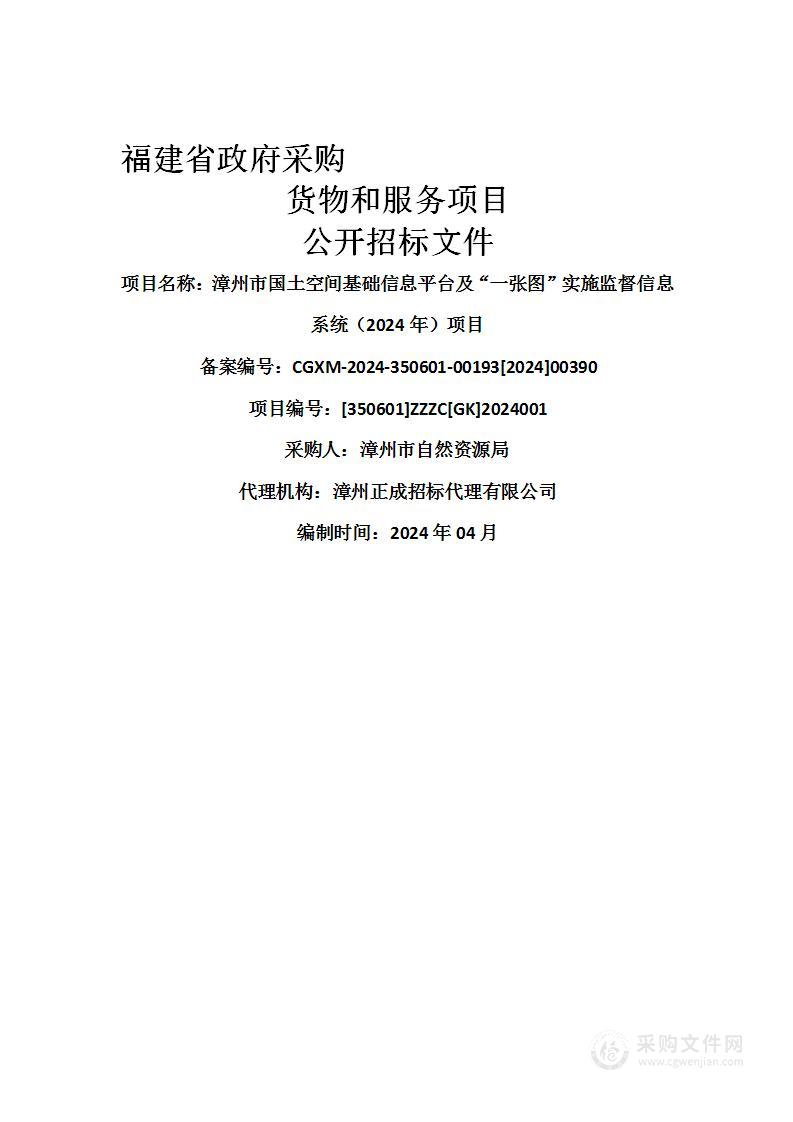 漳州市国土空间基础信息平台及“一张图”实施监督信息系统（2024年）项目