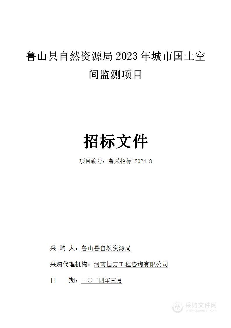 鲁山县自然资源局2023年城市国土空间监测项目