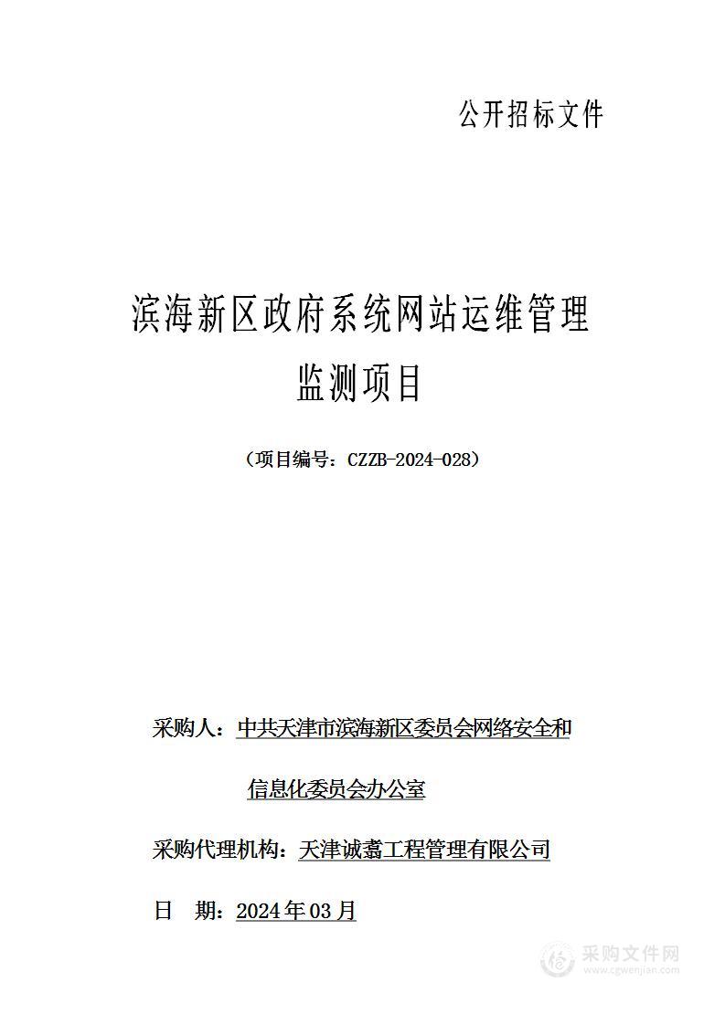 滨海新区政府系统网站运维管理监测项目