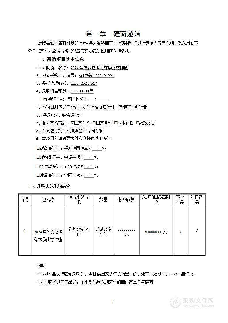 2024年欠发达国有林场药材种植