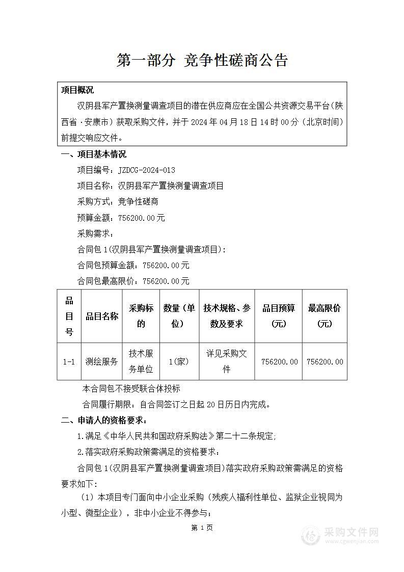 汉阴县军产置换测量调查项目