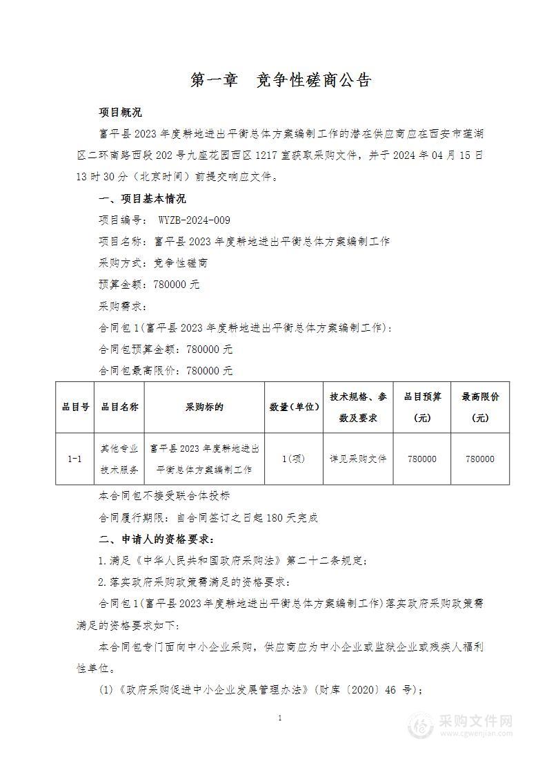 富平县2023年度耕地进出平衡总体方案编制工作