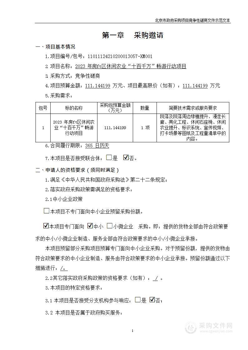 2023年房山区休闲农业“十百千万”畅游行动项目