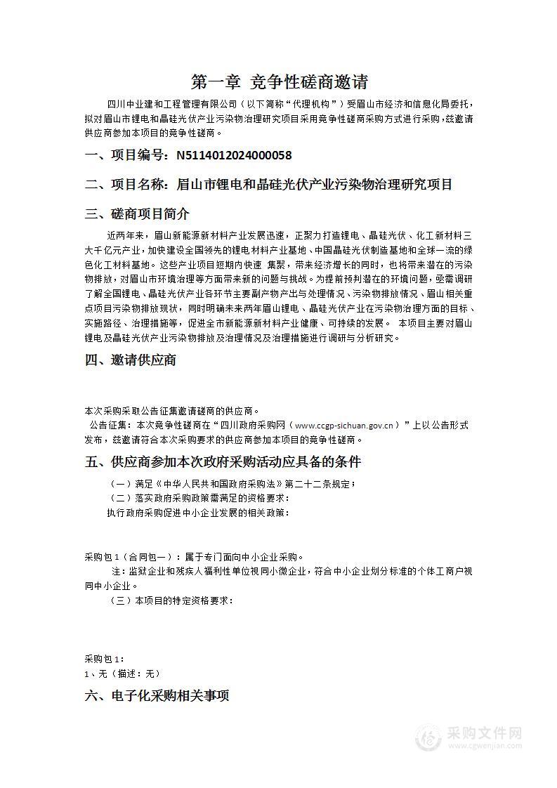 眉山市锂电和晶硅光伏产业污染物治理研究项目