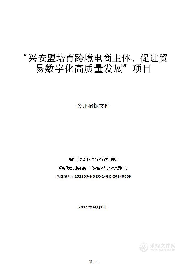 “兴安盟培育跨境电商主体、促进贸易数字化高质量发展”项目