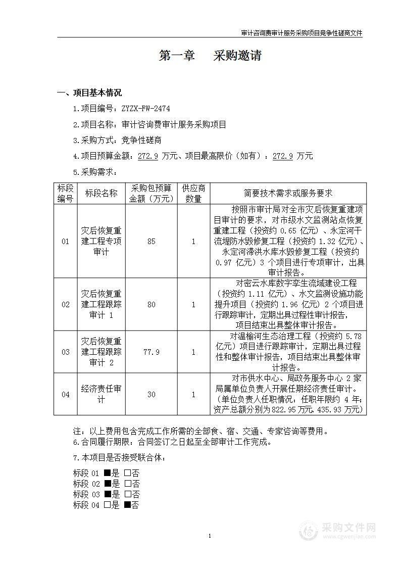 审计咨询费审计服务采购项目