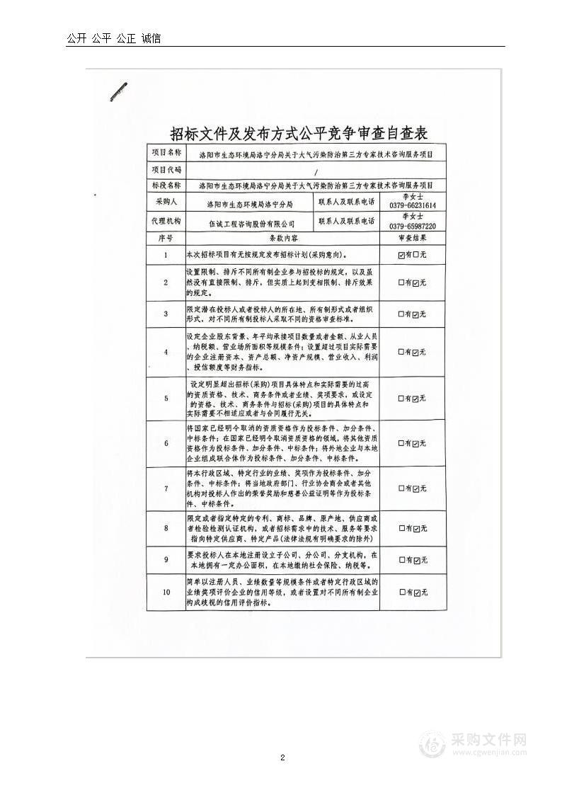 洛阳市生态环境局洛宁分局关于大气污染防治第三方专家技术咨询服务项目