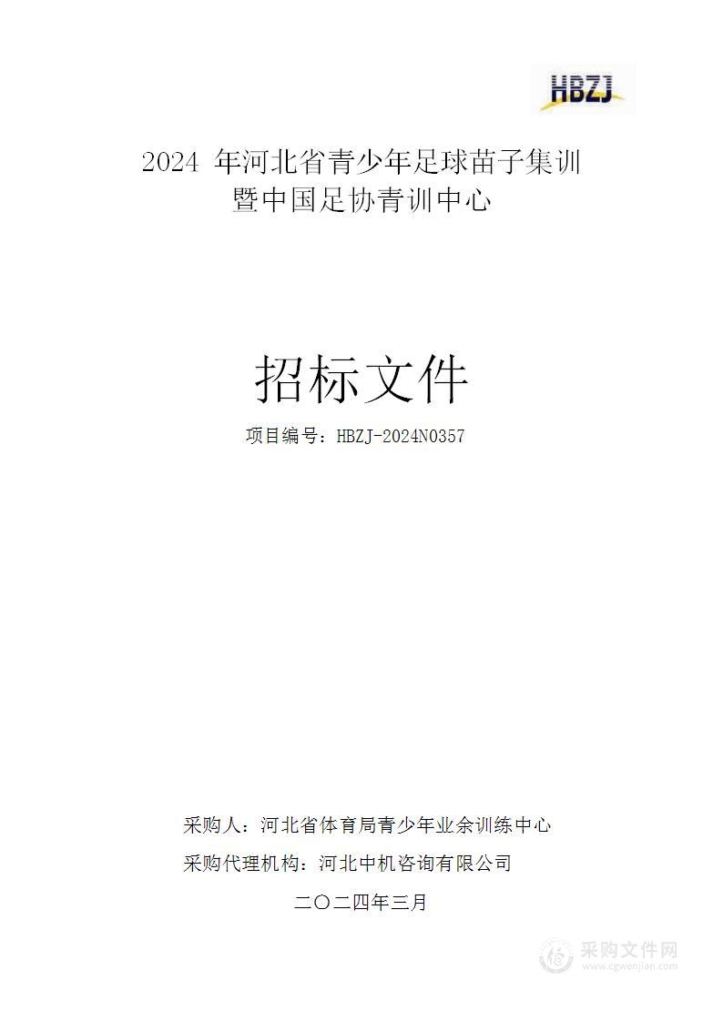 2024年河北省青少年足球苗子集训暨中国足协青训中心