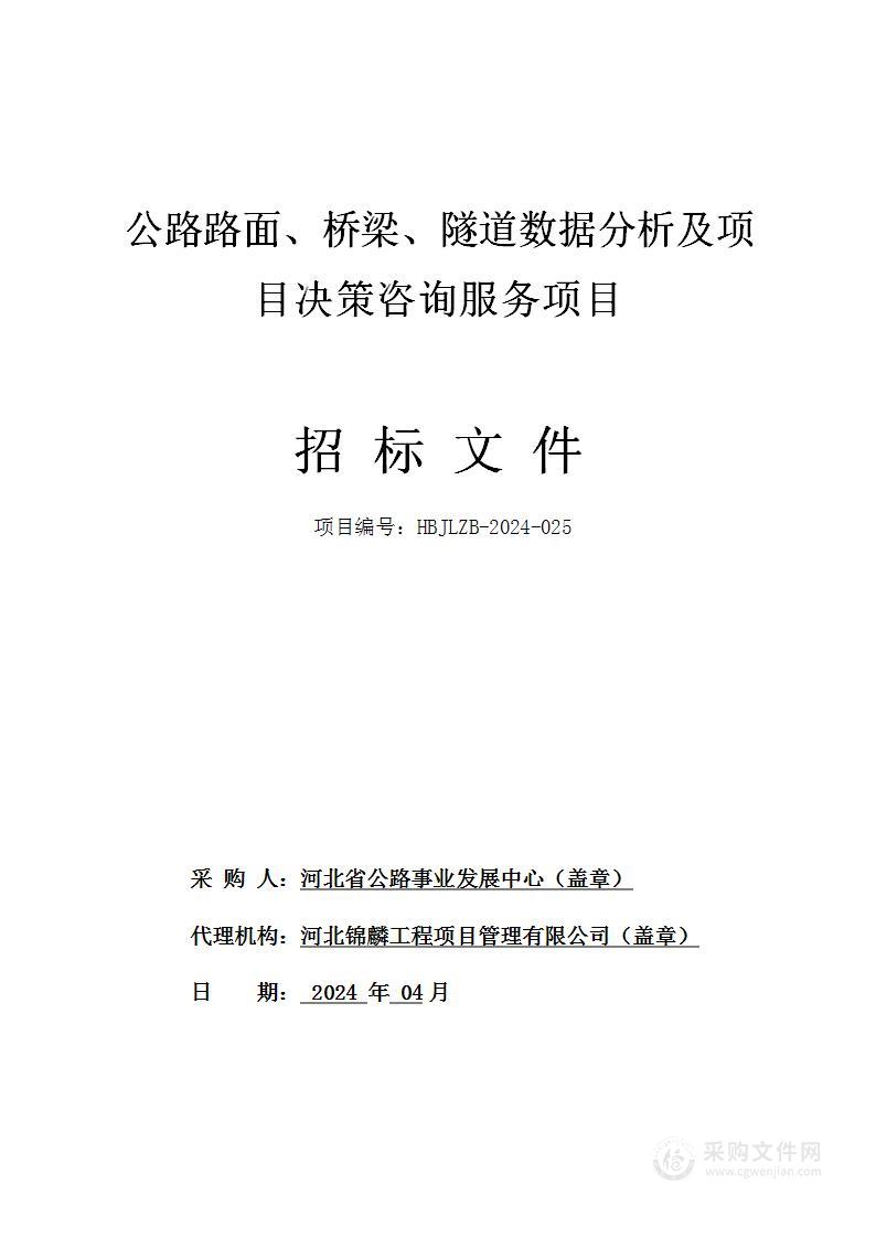 公路路面、桥梁、隧道数据分析及项目决策咨询服务