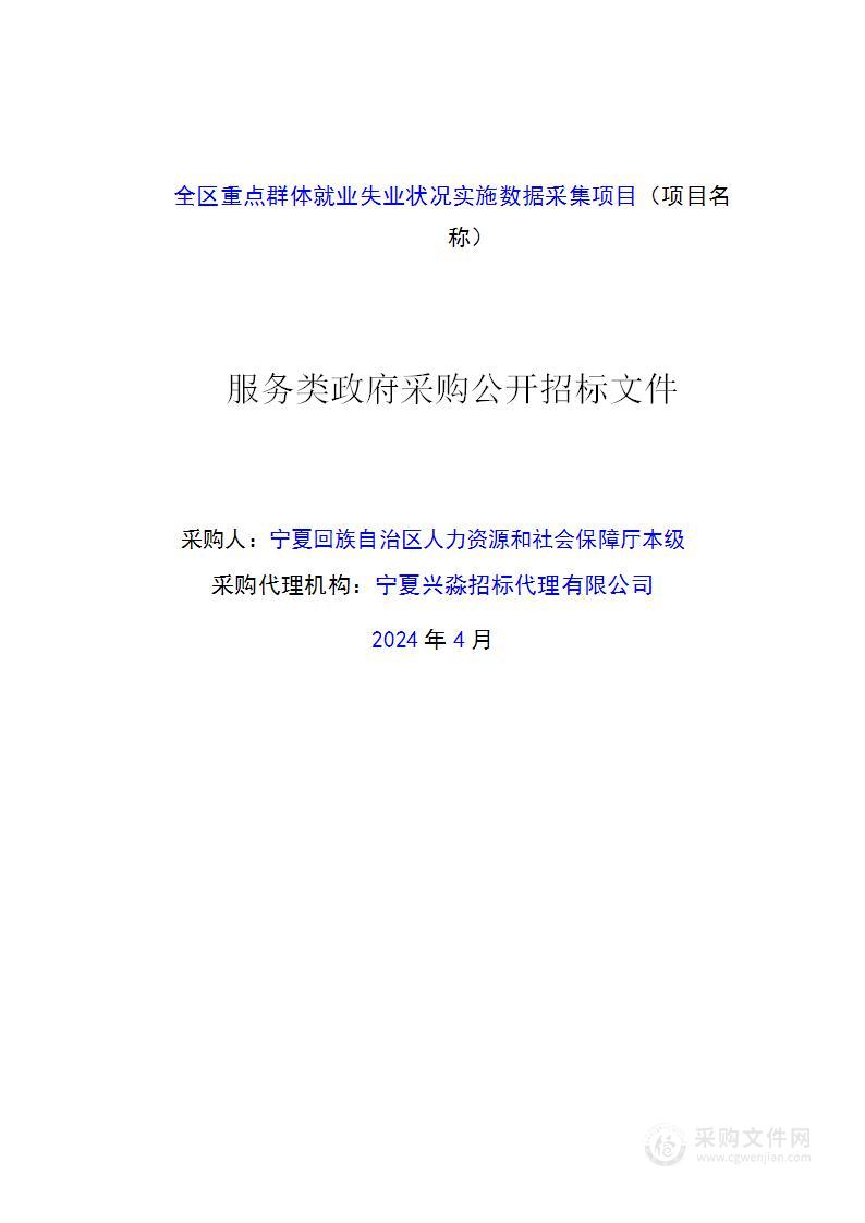 全区重点群体就业失业状况实施数据采集项目