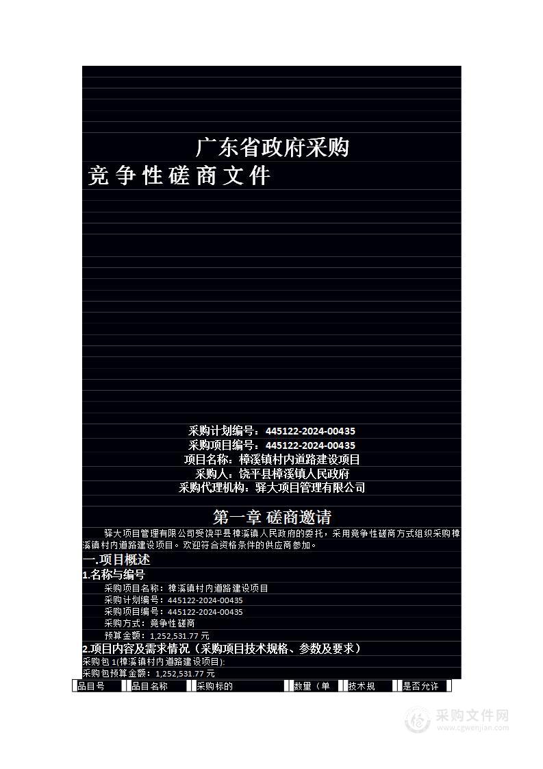 樟溪镇村内道路建设项目