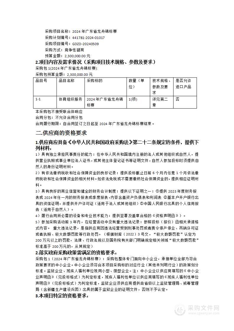 2024年广东省龙舟锦标赛