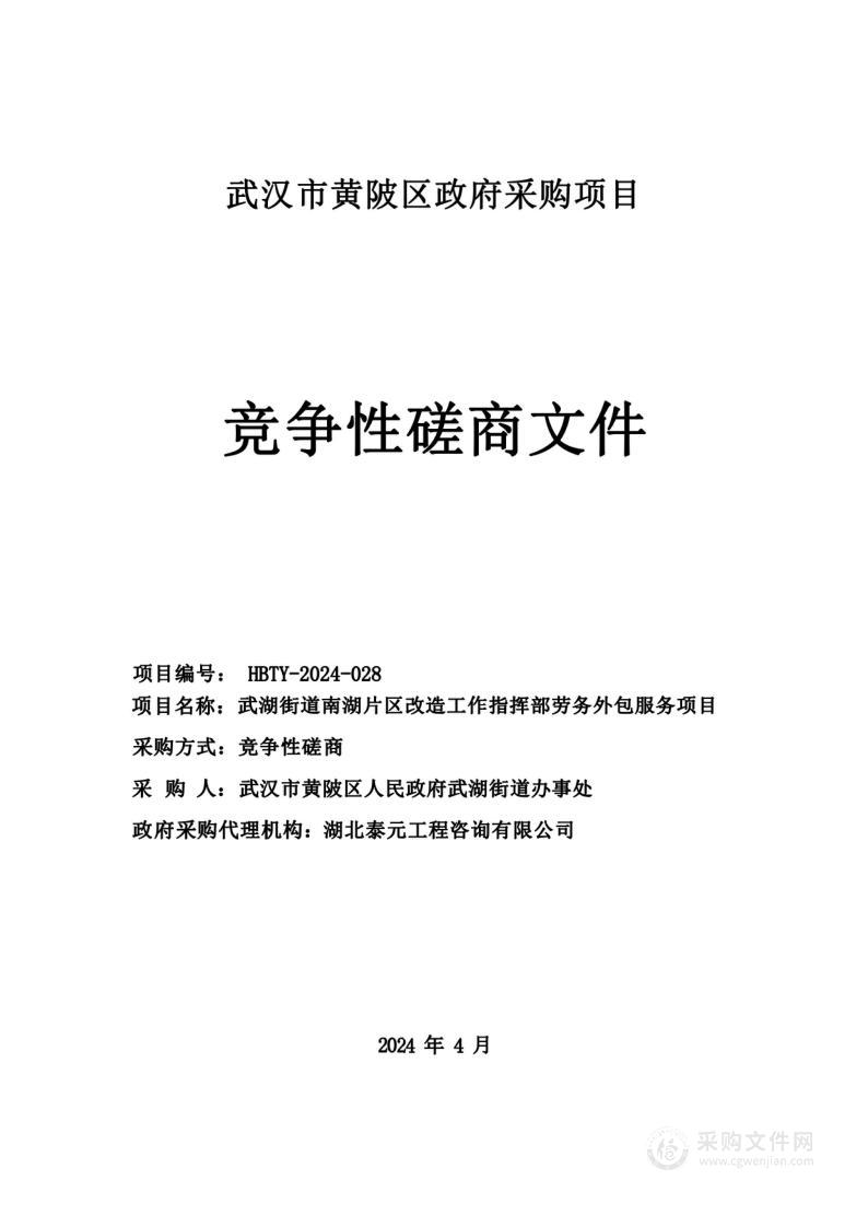 武湖街道南湖片区改造工作指挥部劳务外包服务项目