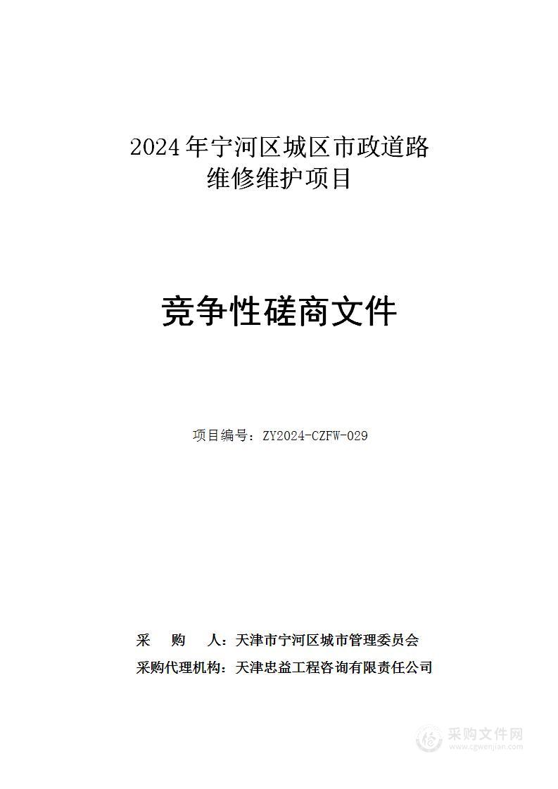 2024宁河区城区市政道路基础设施维修维护项目