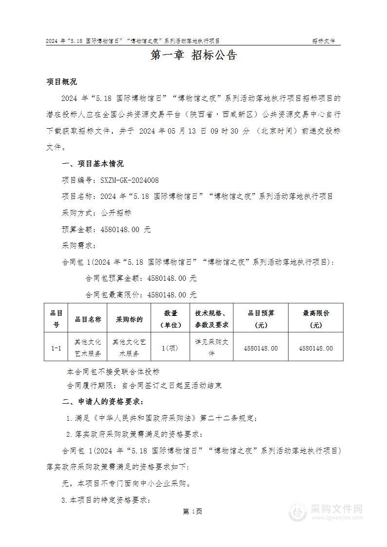 2024年“5.18国际博物馆日”“博物馆之夜”系列活动落地执行项目